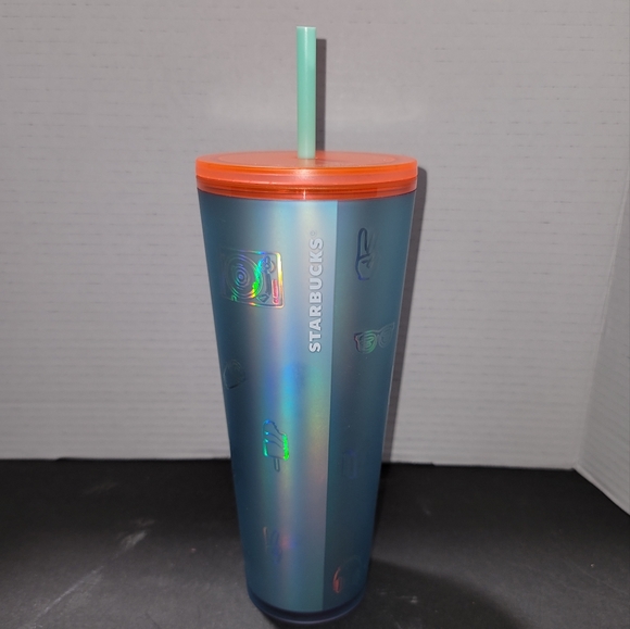 Starbucks Back to School Icy Blue Soft Touch Emoji 2022 Venti 24oz Tumbler - Picture 1 of 6
